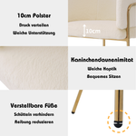 Dining Chair, Set of 6, Leisure and Dressing Chair for Living Room and Bedroom, Metal Legs, Imitation Rabbit Down Beige