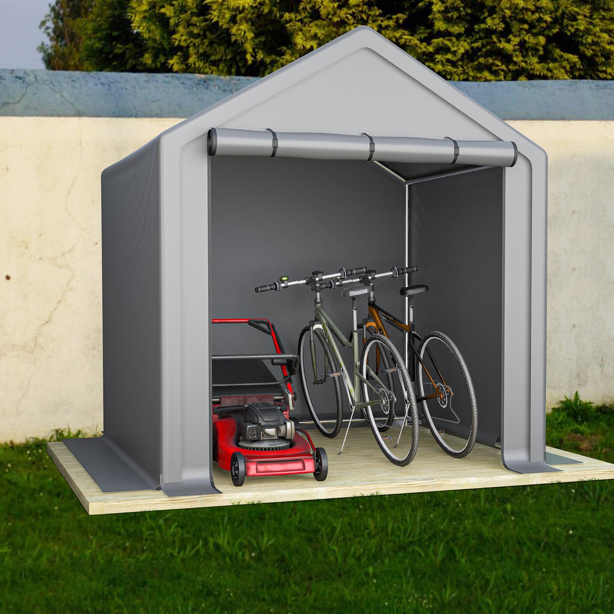 Tool Shed 190x170x200cm, Bicycle Garage, Storage Tent, Dark Gray
