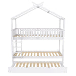 House Bed 90x200cm Triple Extendable Space-Saving - White