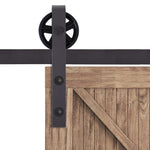 Sliding Door Hardware Kit, 183 cm Complete Set, Carbon Steel Dark Brown