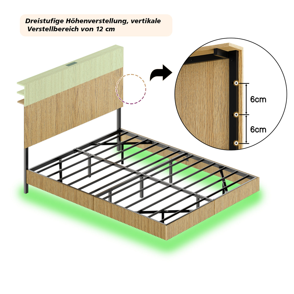 Pull-Out Bed with Bookshelf Headboard 90-180x200cm, Solid Wood & MDF