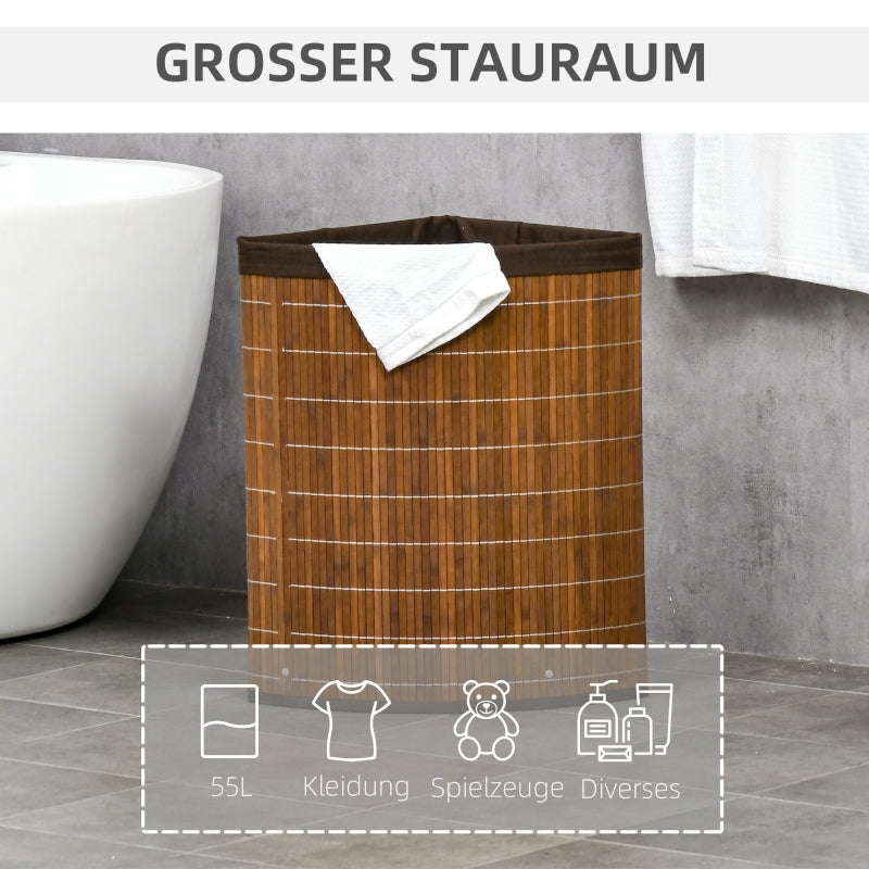 Laundry Basket, 55L Capacity with Removable Lid, Brown