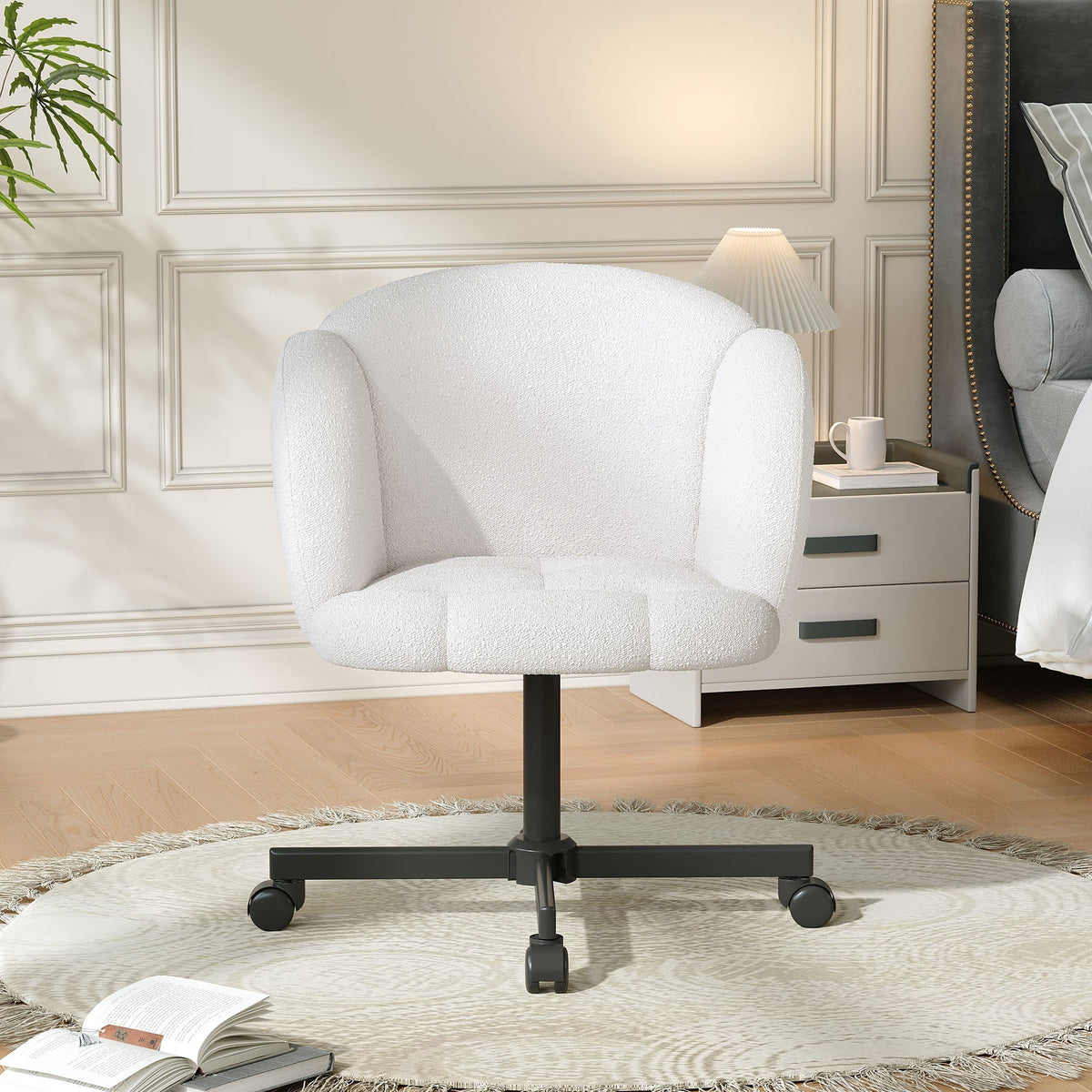 Swivel Desk Chair 360° Swivel Adjustable Height Teddy Beige