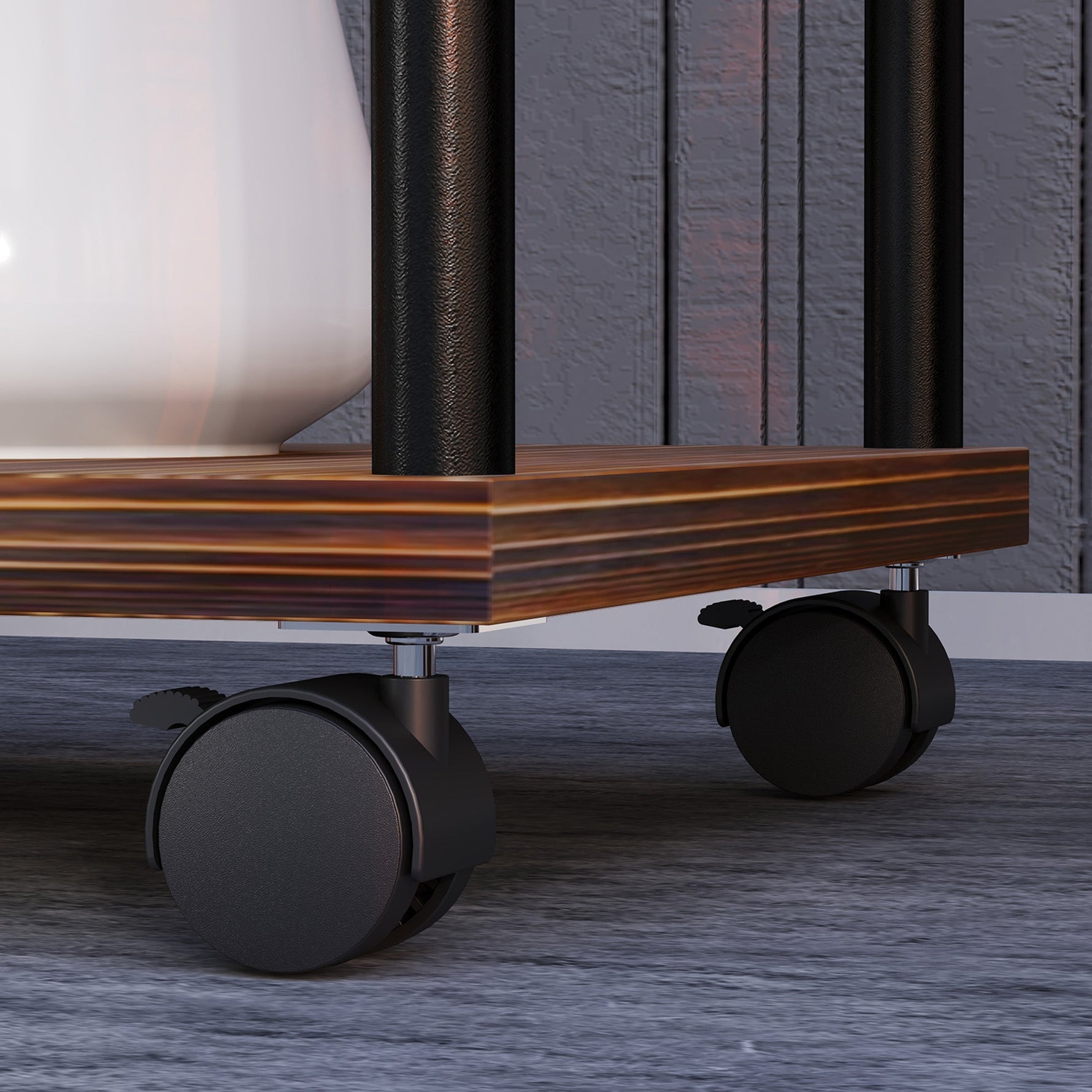 5-Tier Plant Stand, Wheels, 110cm High, Steel Wood, Charred