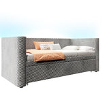 Daybed Sofa Bed, Pull-out LED Light 90/180x200cm, Grey Velvet