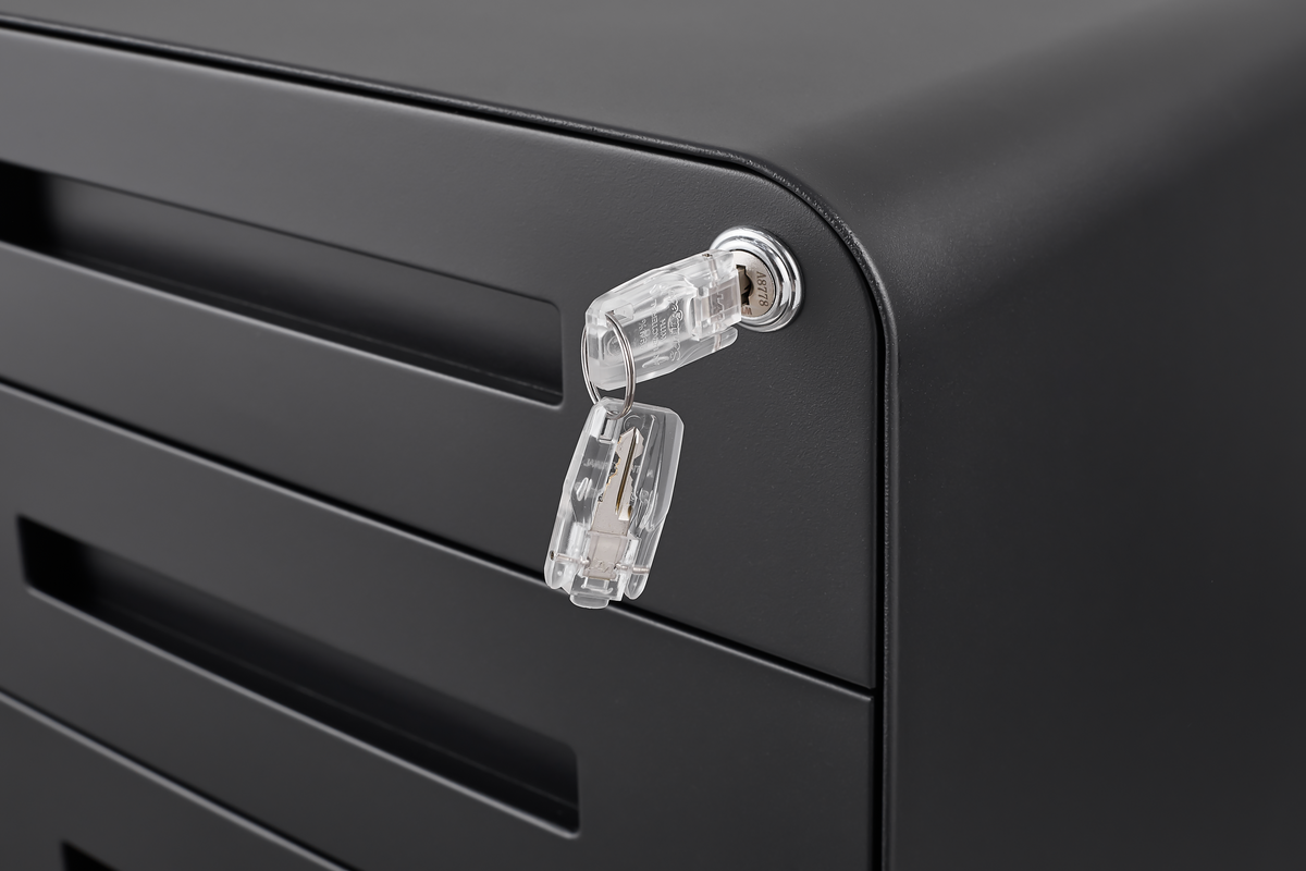 Mobile File Cabinet 3 Drawer Legal/Letter/A4 Under Desk Steel Black