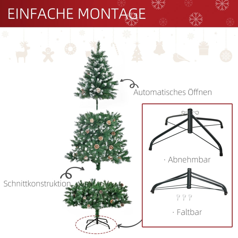 Artificial Christmas Tree 180cm Pine, Cones & Snow, Green