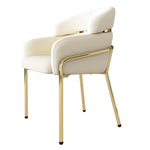 Light Luxury Dining Chair with Metal Legs, Velvet, Beige