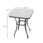 Garden Table Square Glass Weatherproof Black