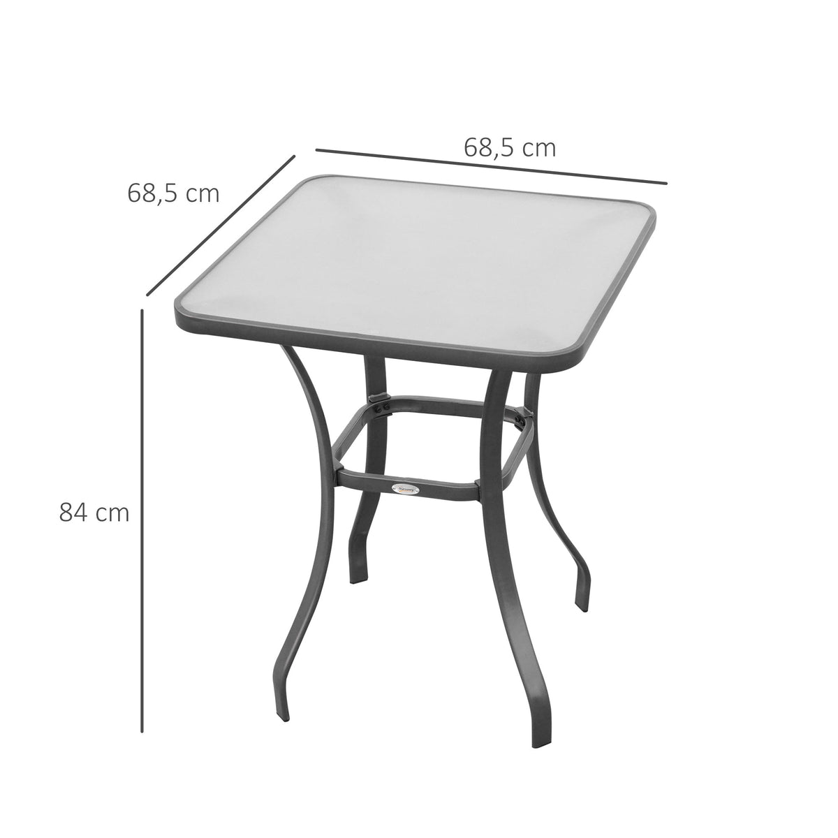 Garden Table Square Glass Weatherproof Black
