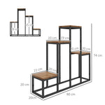 Plant Stand, 4-Level Flower Shelf, Wooden, Light Brown