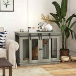 Dog Cage, Two Room Option, Double Doors, Grey