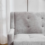 2-Seater Linen Bench with Button Tufting and Solid Wood Legs, Natural Linen