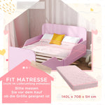 Children's Bed Frame, Single with Safety Rail, MDF Pink