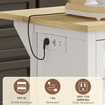 Sideboard/Kitchen Island/Bar Cabinet 5 Drawers 2 Shelves Extension Panel Sockets, White