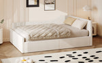 Upholstered Daybed, 140x200 with Under-bed Storage, Beige