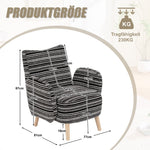 Modern Armchair with Side Pocket and Solid Wood Legs, Circular Pattern Fabric