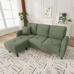 L-shaped Corner Sofa with Chaise Longue, 3-Seater Modular Design, Corduroy Fabric