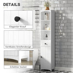 Bathroom Cabinet, Tall with 3 Shelves, 1 Drawer, White
