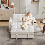 3-in-1 Sleeper Sofa Daybed, Adjustable Backrest USB Port Hidden Cup Holder, Beige