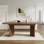 Extendable Dining Table, 160/200x90cm, for 6-8 People, Rounded Corners and Thickened Tabletop, Walnut