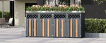 Garbage Can Enclosure with Diamond Ventilation Holes, Lockable Four Doors and Planting Area, Metal