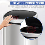 Trash Can 58L Automatic Waste Bin with Infrared Sensor, Stainless Steel Silver