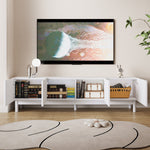 Lowboard TV Cabinet with Curved Doors, Shelves & Stabilizing Legs