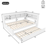 Daybed 140x200cm Pull-out Bed Power Outlet 2 USB - White Chipboard