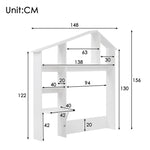 Wooden Shelf with Storage Space, Folding Bedside Table, Anti-Tip, White