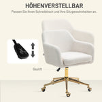Office Chair, Height-Adjustable Swivel Recliner Steel Frame, Cream White Velvet