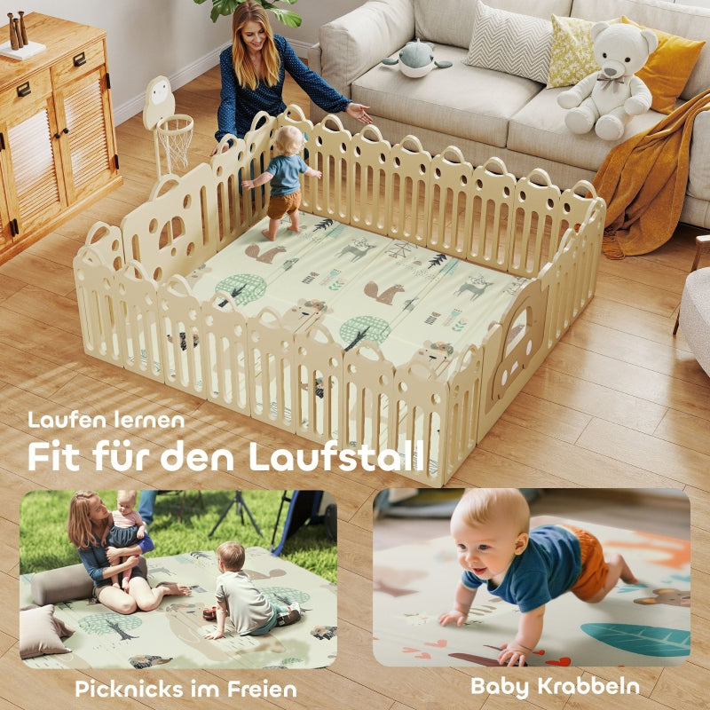 Baby Play Mat, Foldable Double-Sided Crawling Mat, Multi-Coloured