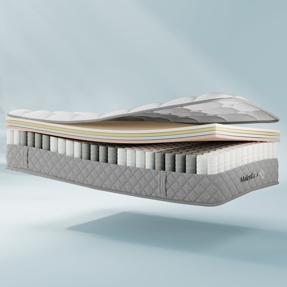 Orthopedic cold foam King mattress, 140x200 cm, 7-zone pocket spring core, H3 medium firm, 20 cm height, vacuum packed
