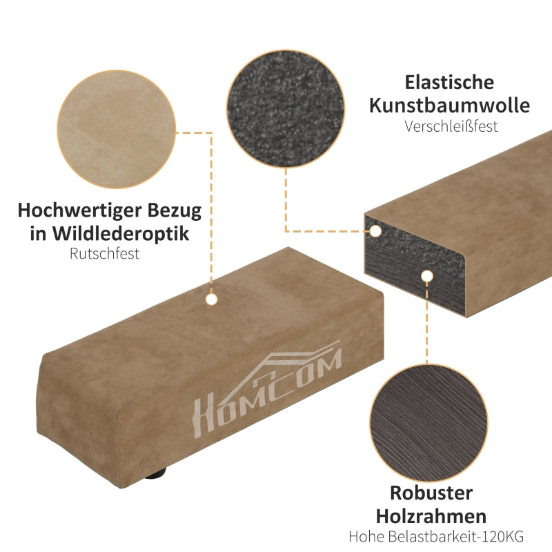 Foldable Balance Beam, Non-Slip Suede, Durable Wood, Brown