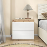 Nightstand 2 Drawers Storage - White/Oak E1 Chipboard