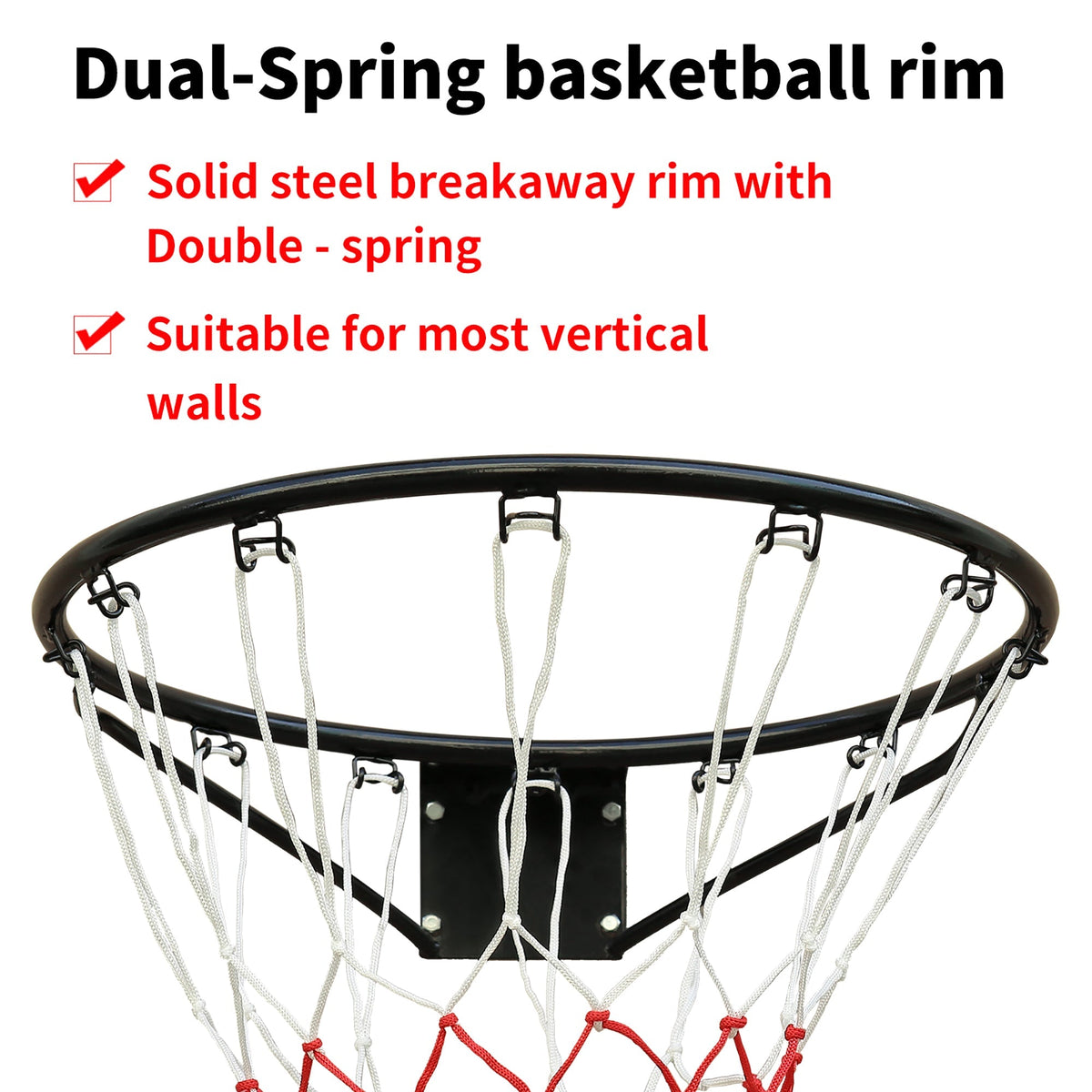 Basketball Rim, Durable Steel Weather-Resistant, Black