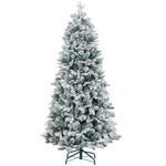 Artificial Christmas Tree, Snow & Pine Cones, Realistic, Flame-Retardant, 183 cm, Green