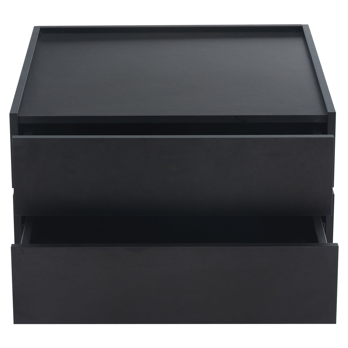 Coffee Table 360° Rotatable with 2 Shelves and Storage, Black
