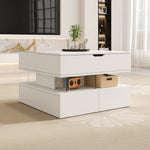 Coffee Table, Height-Adjustable with 16-Color Lighting, Glass & Acrylic