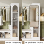 Entrance Combination, 6-in-1 Wardrobe Set, Dressing Table, Shoe Bench, Shoe Cabinet, Display Case with Color-Changing LED Light