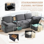 Sofa - Comfort Foam, Removable Console, USB-C, Storage Ottoman - Corduroy