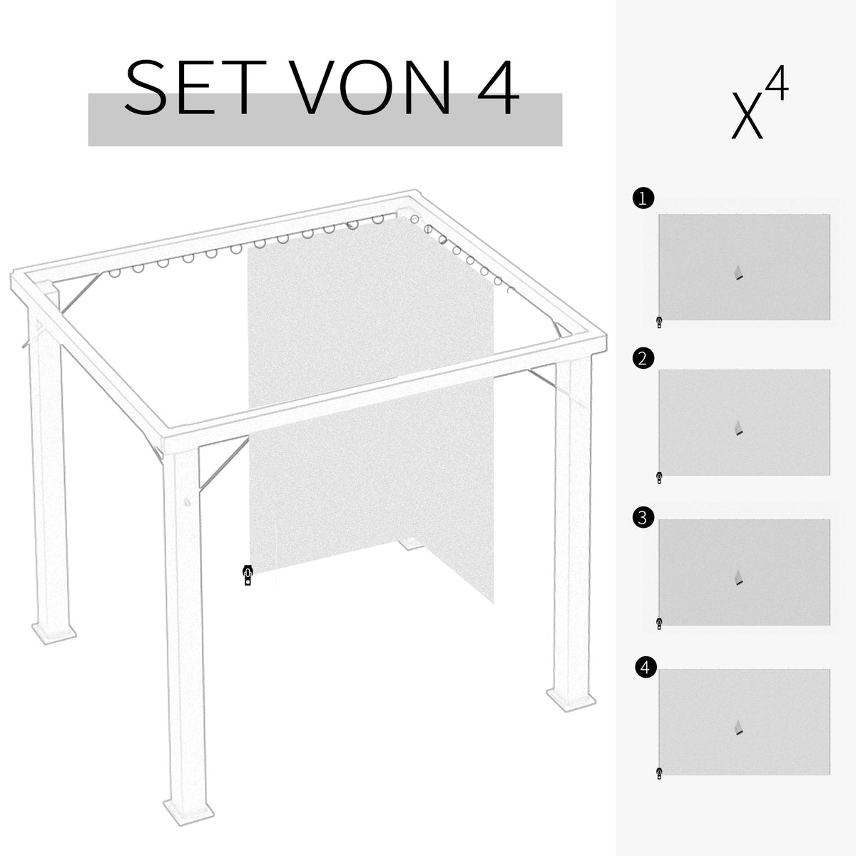 Gazebo Side Panels 3x3m, 302x205cm Durable Polyester, Beige