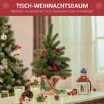 Artificial Christmas Tree 50cm, 55 Branches with Berries & Cones, PE & Cement