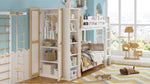 Bunk Bed, Child's with Ladder, Storage & Wardrobe, Pine+PB White+Natural
