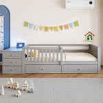 Children's Bed 90x200cm with Desk, LED & Storage Drawers, Grey