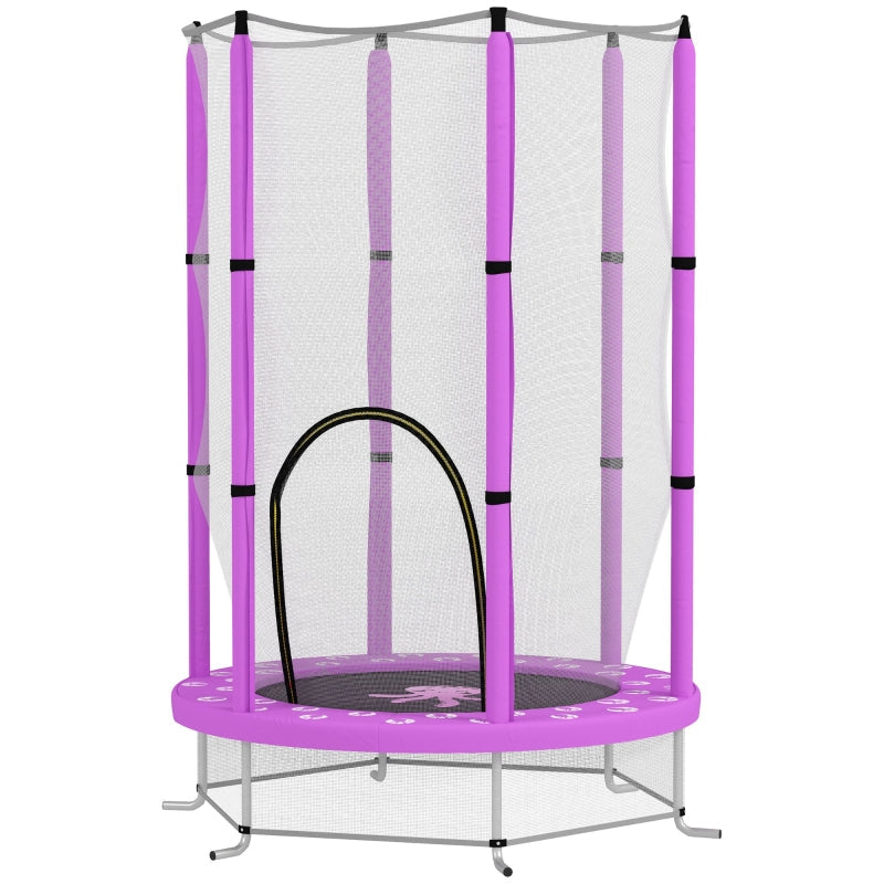 Children's Trampoline Ø140 cm, Indoor with Safety Net, Rubber Rope, Purple