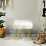 Footstool, Cloverleaf Shape, Fabric, Cream White