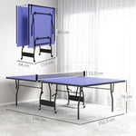 Folding Mid-Size Table Tennis Table with Net and 3 Balls, 12mm Tabletop