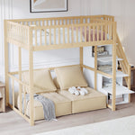 Loft Bed 140x200cm with Safety Ladder Railing & Storage Solid Pine Wood Color