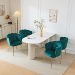 Velvet Chairs, Set of 4 Modern Upholstered with Petal Backs, Gold Metal Legs